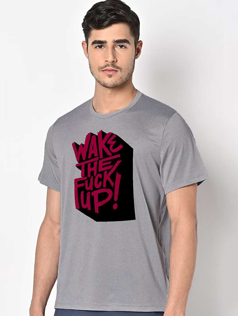 men grey round neck regular fit t-shirt - 21842795 -  Standard Image - 1