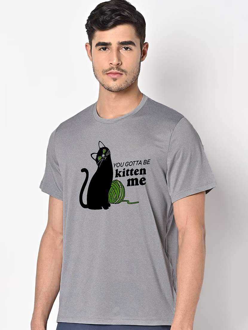 men grey round neck regular fit t-shirt - 21842821 - Standard Image - 1