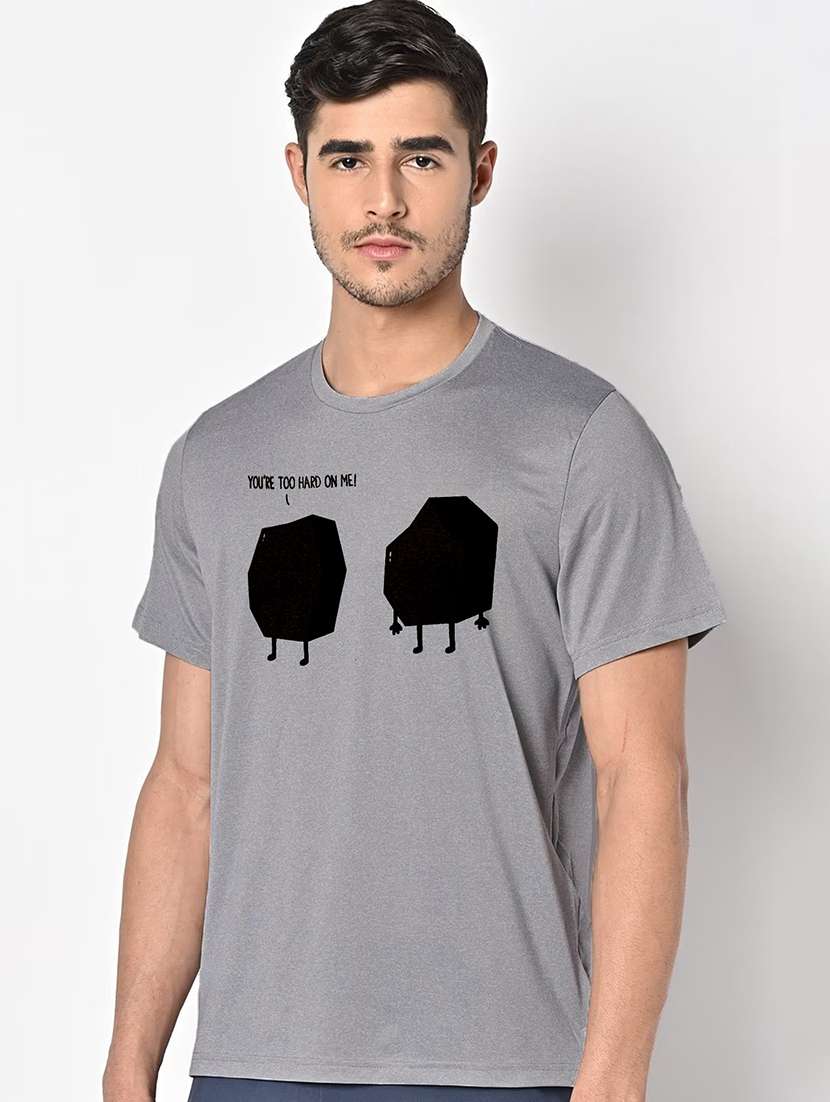 men grey round neck regular fit t-shirt - 21842824 -  Standard Image - 1