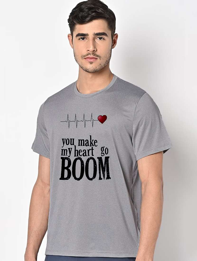 men grey round neck regular fit t-shirt - 21842825 -  Standard Image - 1