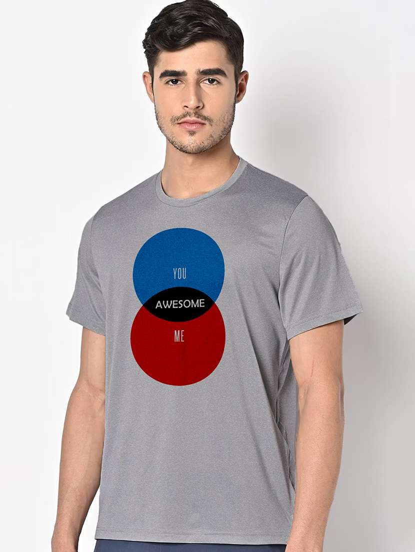 men grey round neck regular fit t-shirt - 21842826 -  Standard Image - 1