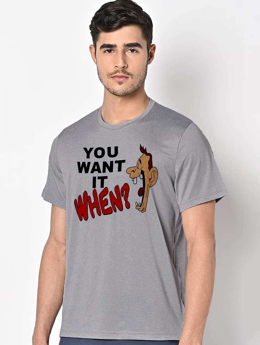 men grey round neck regular fit t-shirt - 21842828 -  Standard Image - 1