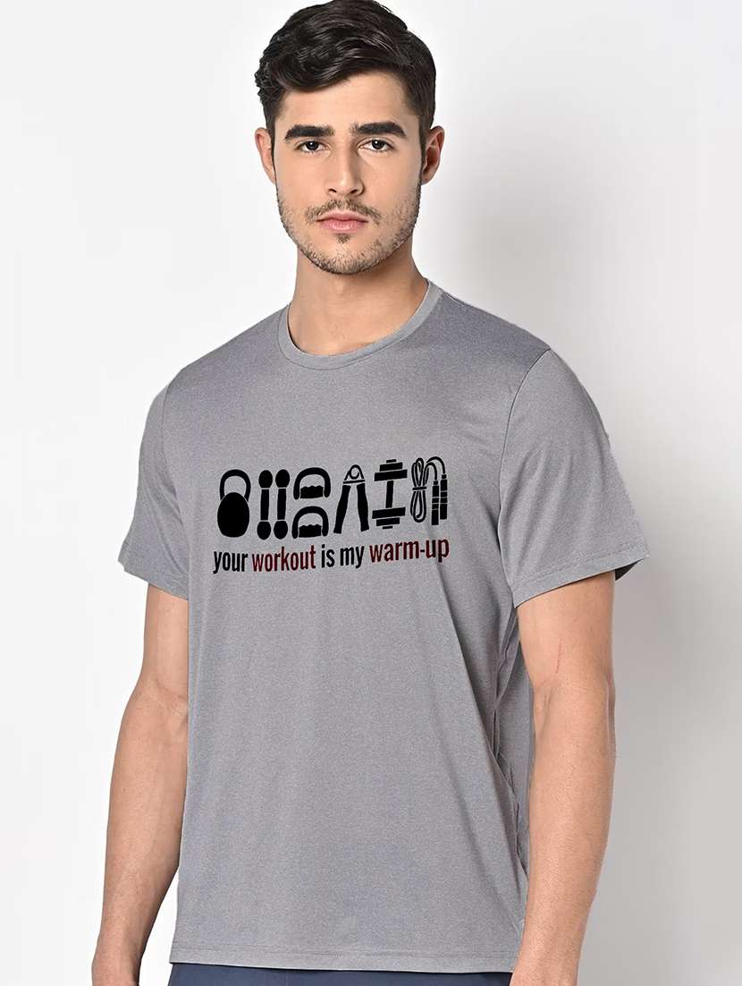 men grey round neck regular fit t-shirt - 21842830 -  Standard Image - 1