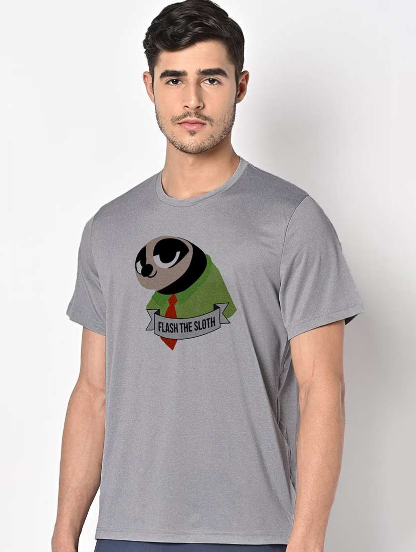men grey round neck regular fit t-shirt - 21842832 -  Standard Image - 1