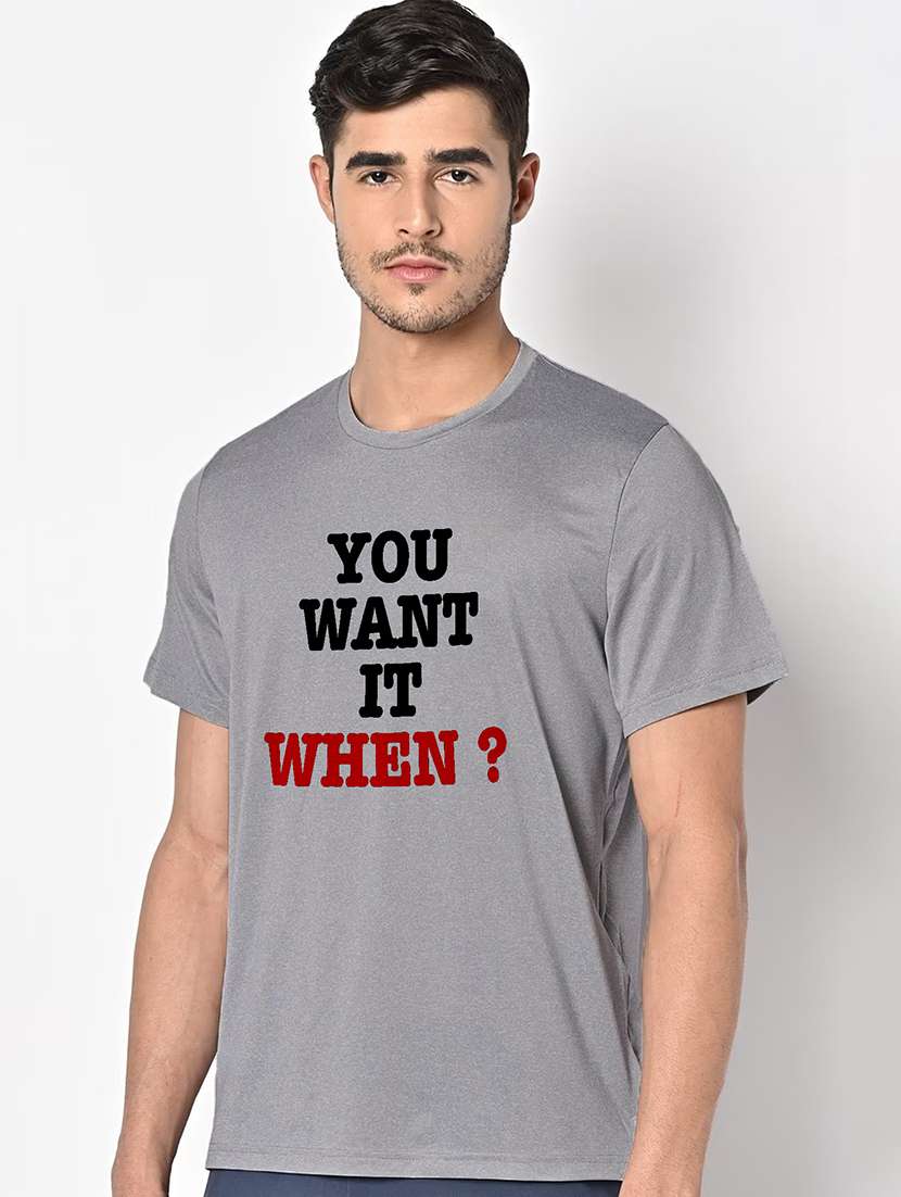 men grey round neck regular fit t-shirt - 21842833 -  Standard Image - 1