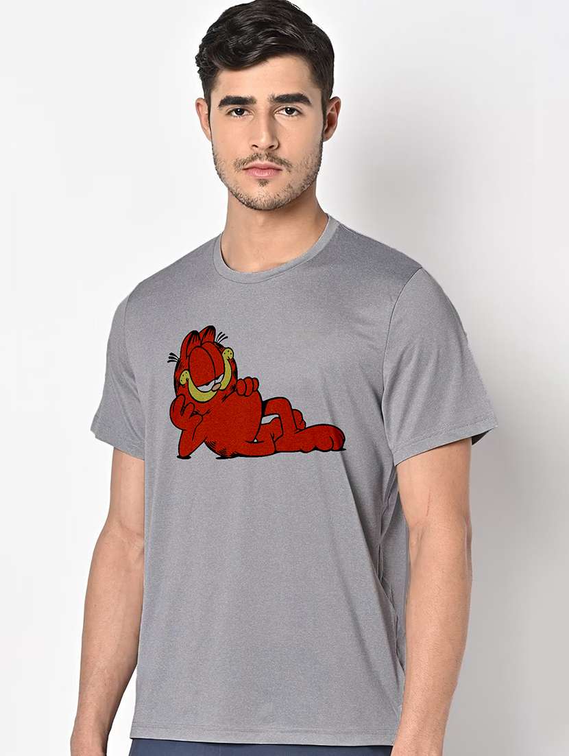 men grey round neck regular fit t-shirt - 21842840 -  Standard Image - 1