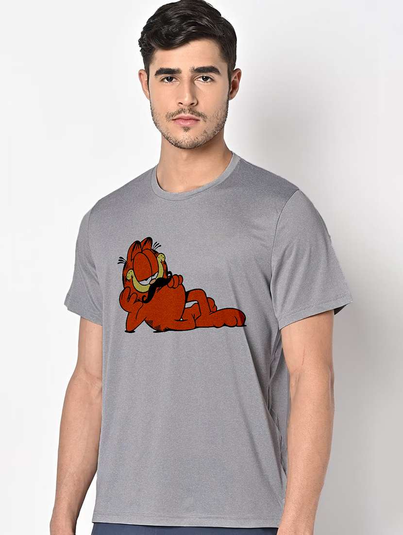 men grey round neck regular fit t-shirt - 21842841 -  Standard Image - 1