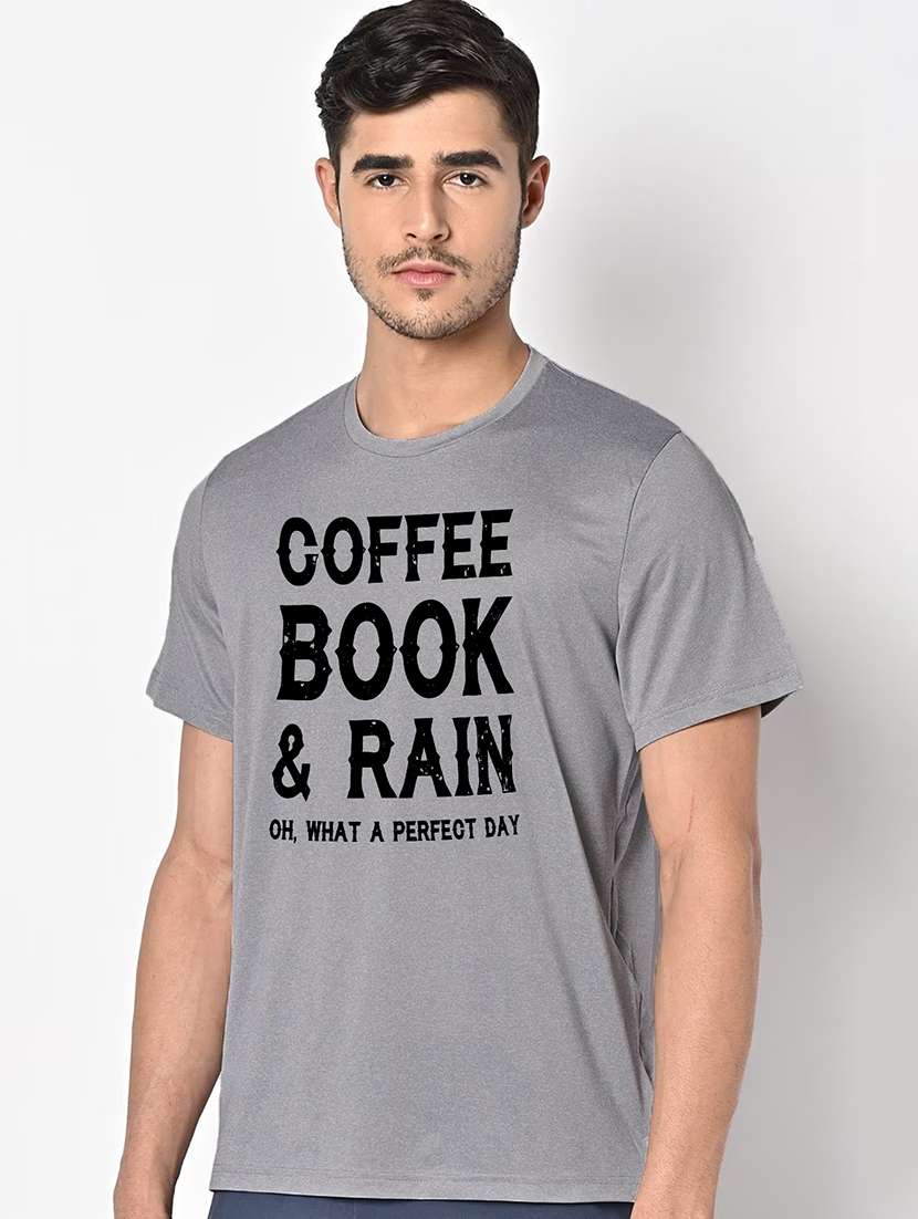 men grey round neck regular fit t-shirt - 21842844 -  Standard Image - 1