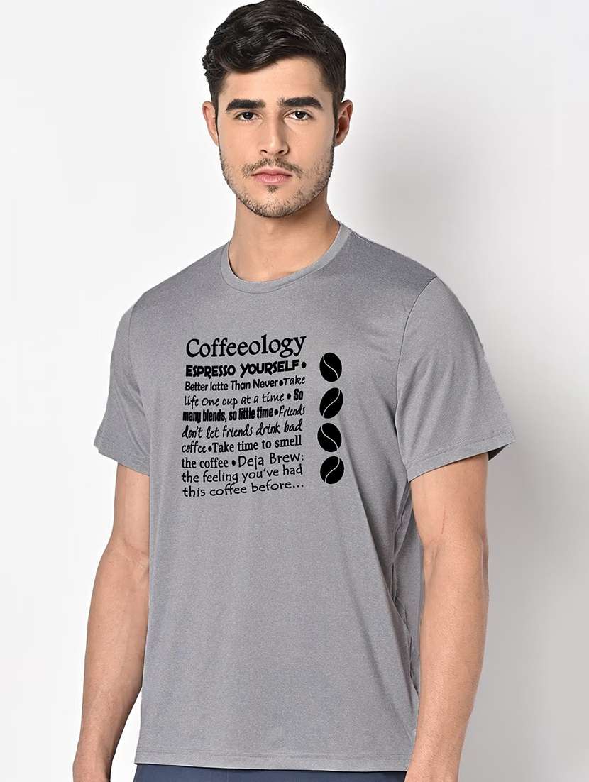 men grey round neck regular fit t-shirt - 21842847 -  Standard Image - 1