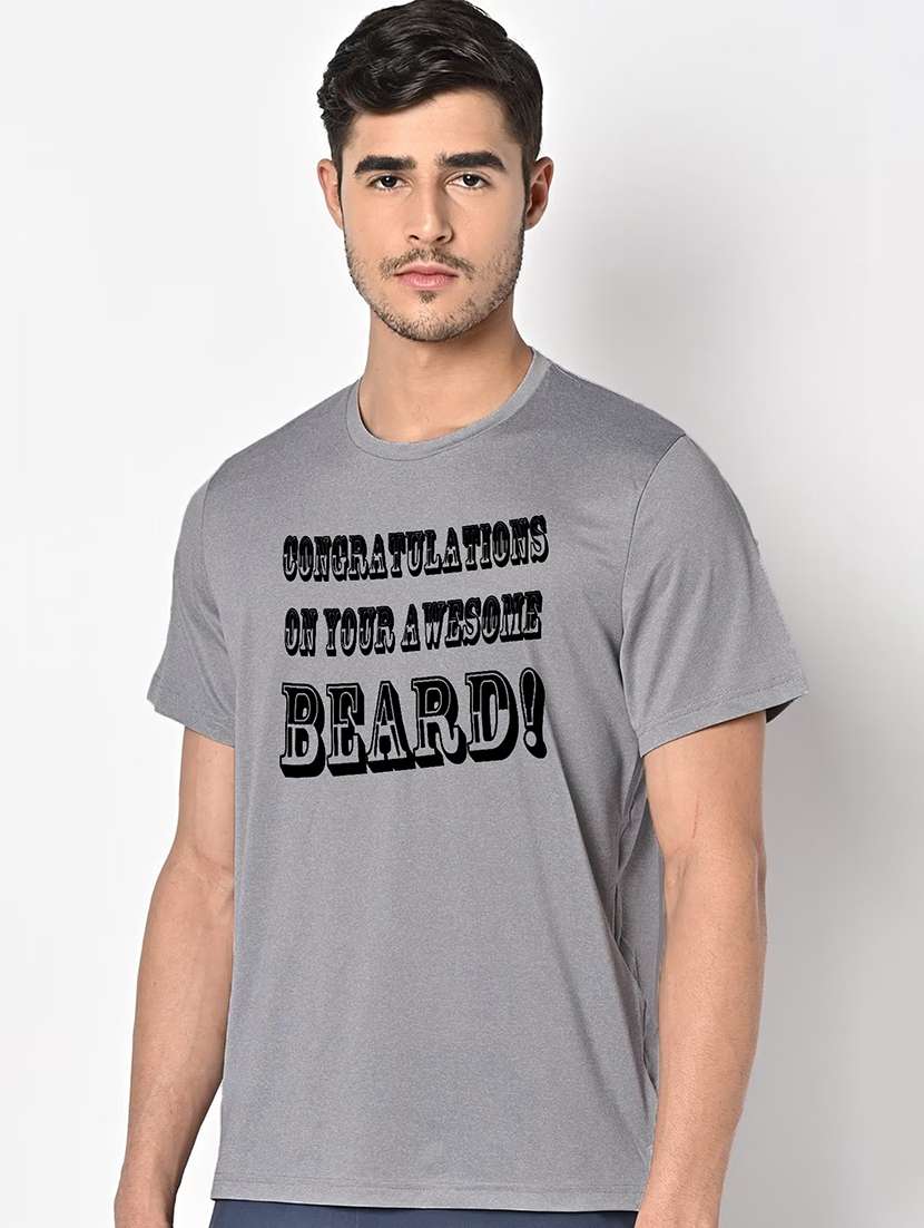 men grey round neck regular fit t-shirt - 21842852 -  Standard Image - 1