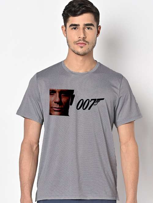 men grey round neck regular fit t-shirt - 21842856 - Standard Image - 0