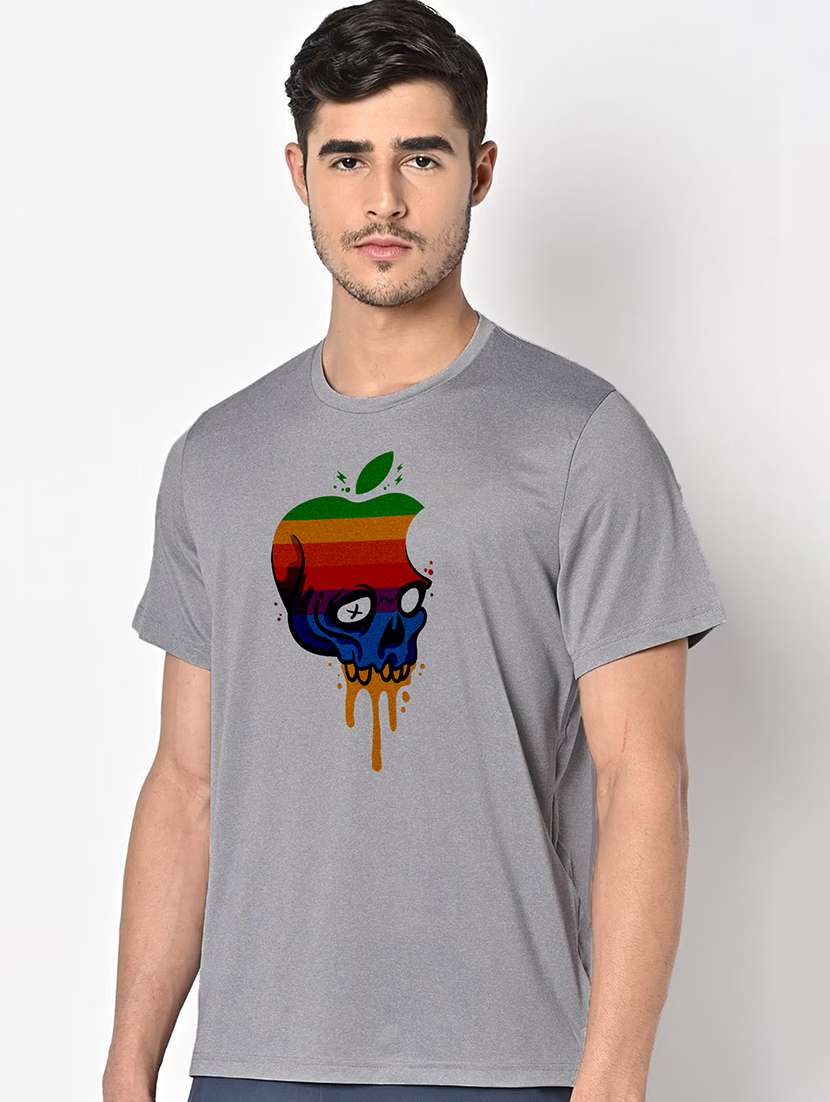 men grey round neck regular fit t-shirt - 21842860 -  Standard Image - 1