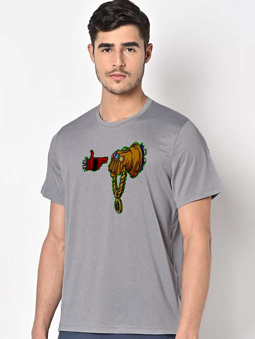 men grey round neck regular fit t-shirt - 21842867 -  Standard Image - 1