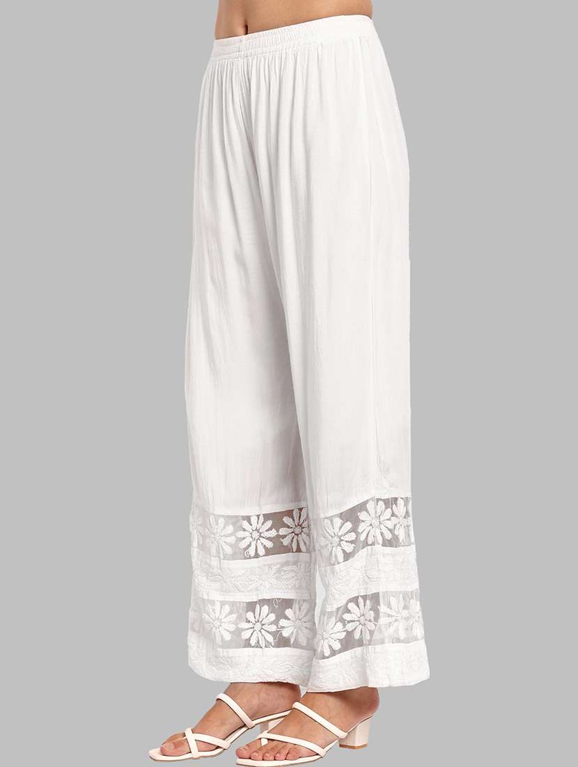 women embroidered hem straight palazzo - 21842873 -  Standard Image - 1