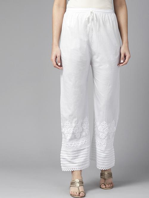 women embroidered hem straight palazzo - 21842874 -  Standard Image - 0
