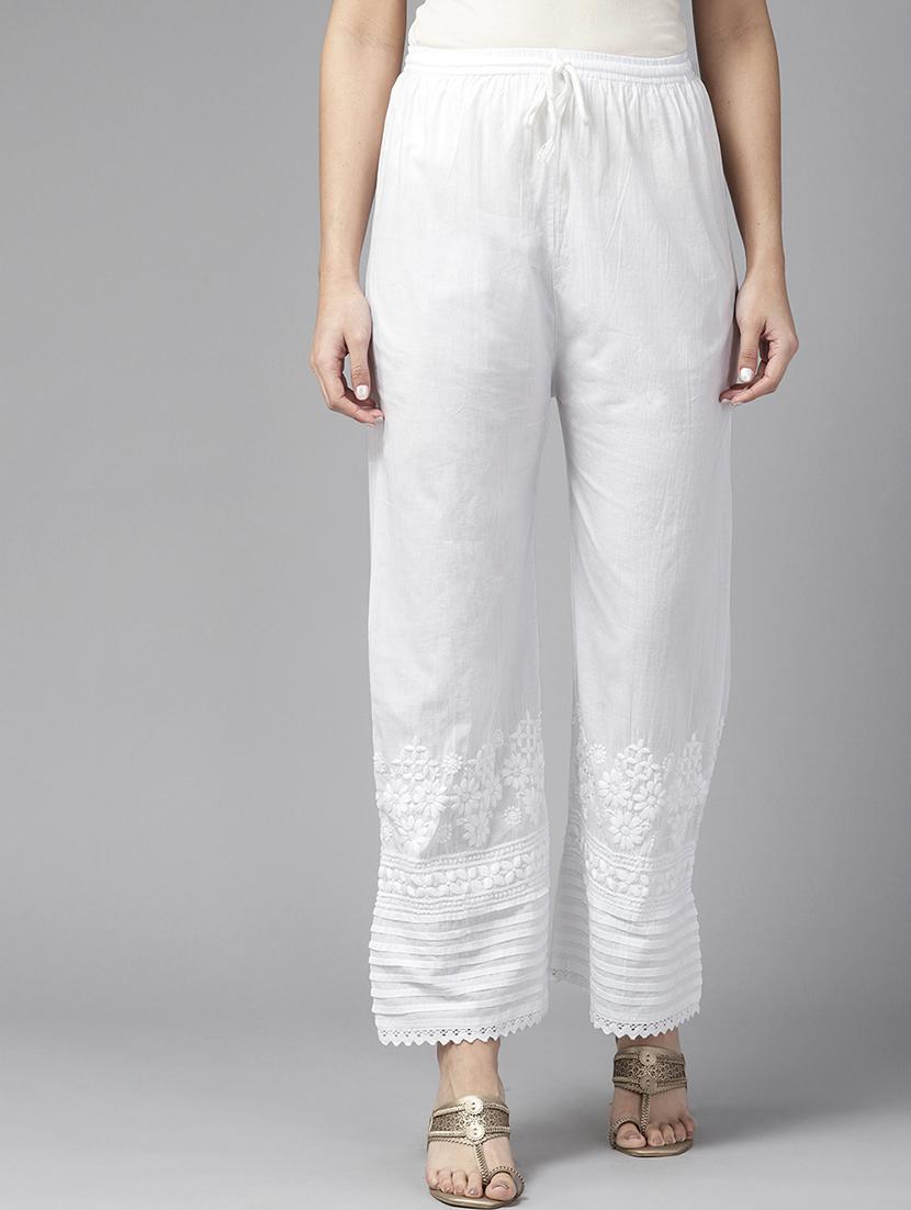 women embroidered hem straight palazzo - 21842874 -  Zoom Image - 0