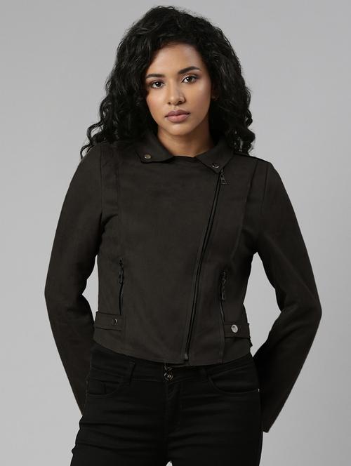 women solid long sleeves regular jacket - 21842904 -  Standard Image - 0