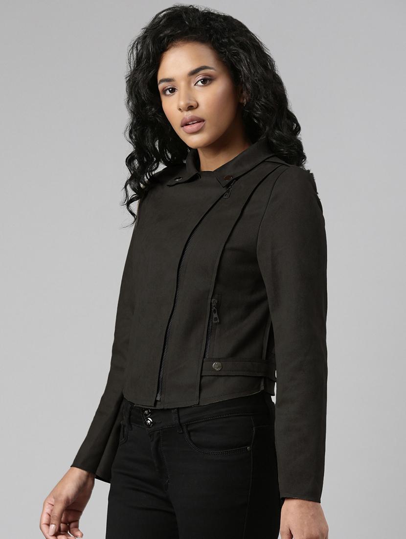 women solid long sleeves regular jacket - 21842904 - Standard Image - 1