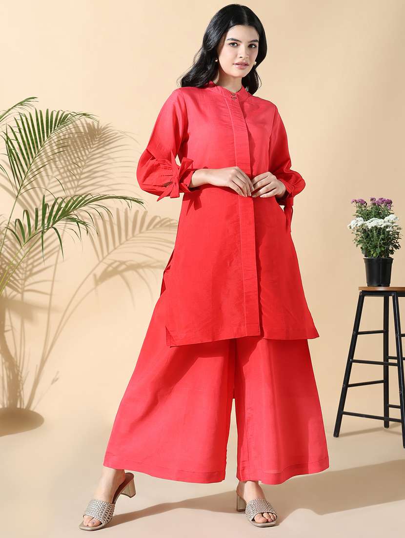 women red long sleeve kurta palazzo set