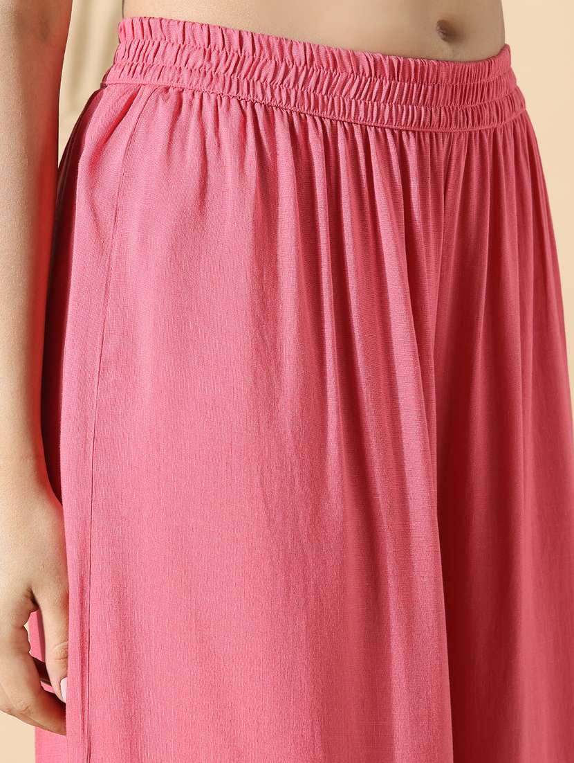 women pink embroidered kurta palazzo set  - 21842934 -  Standard Image - 6