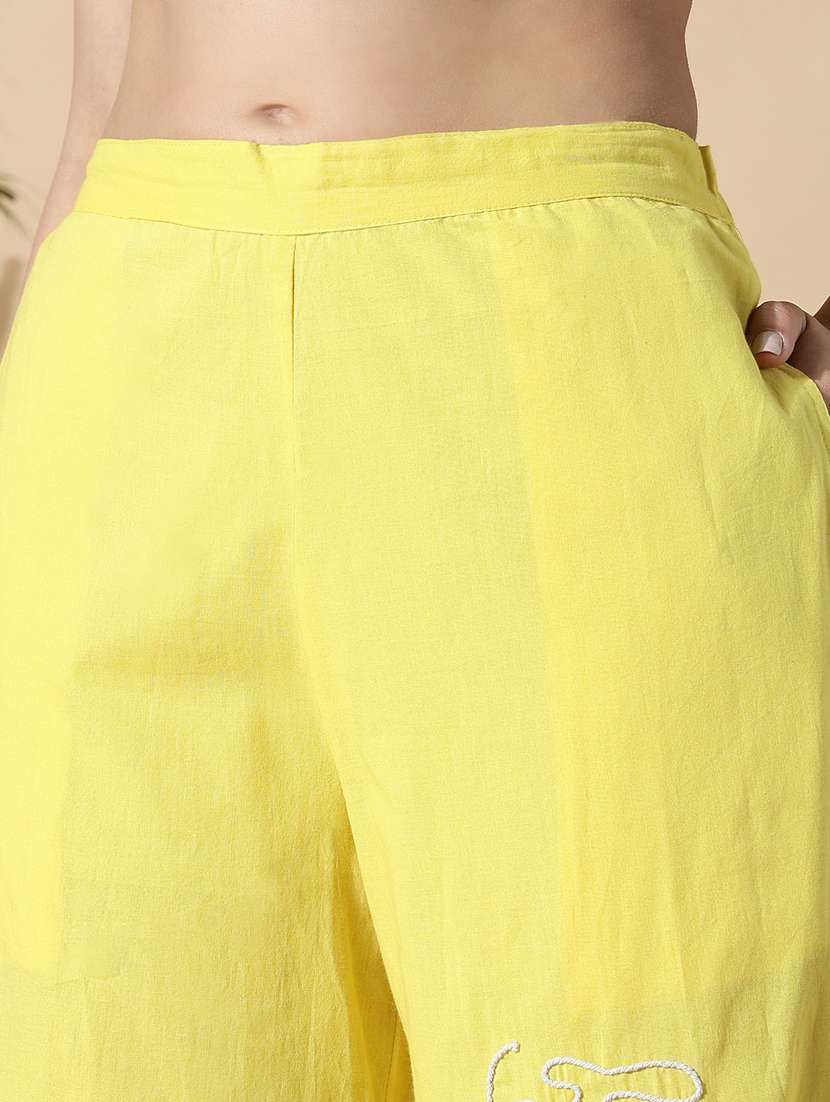 women yellow embroidered kurta palazzo set - 21842974 - Standard Image - 6