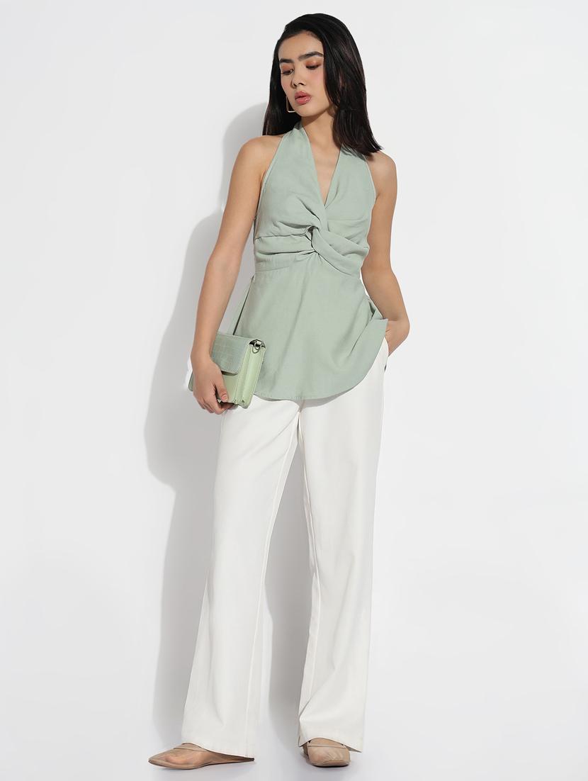 women solid halter neck peplum top - 21842992 - Standard Image - 4