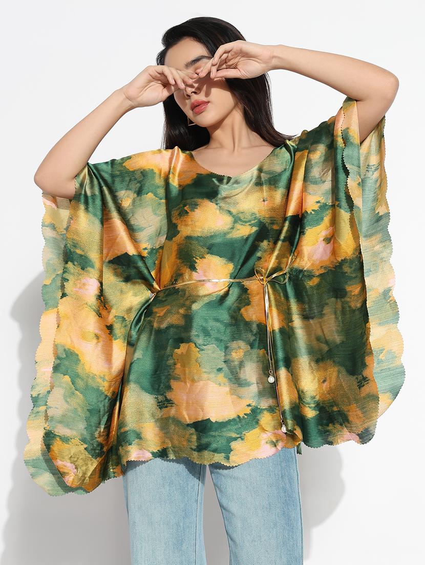 women printed round neck kaftan top - 21842997 -  Standard Image - 1