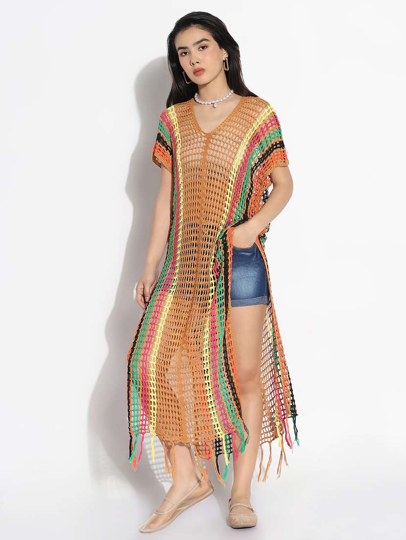 women self designed sheer crochet top - 21843000 -  Standard Image - 4