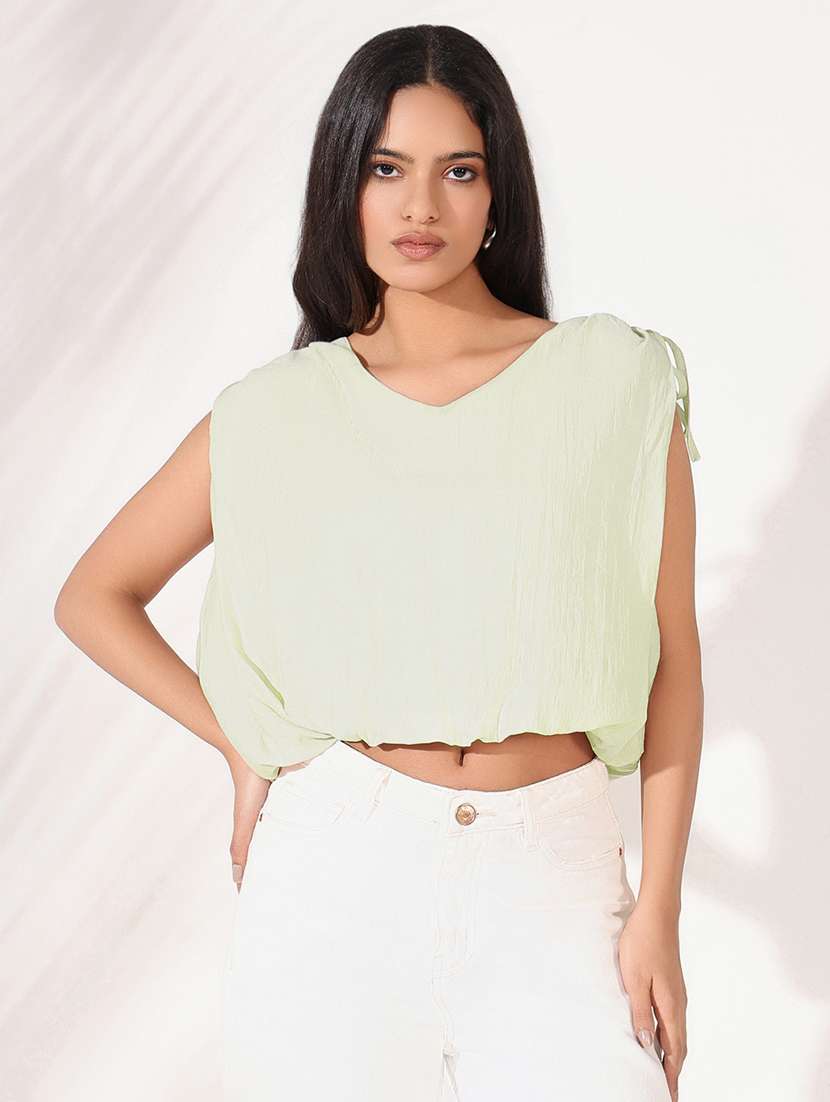 women solid sleeveless blouson top - 21843009 - Zoom Image - 0