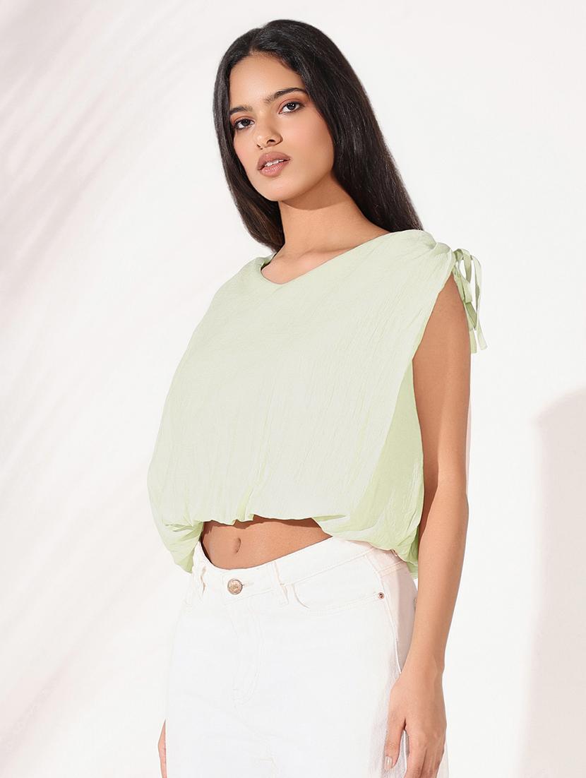 women solid sleeveless blouson top - 21843009 -  Standard Image - 1