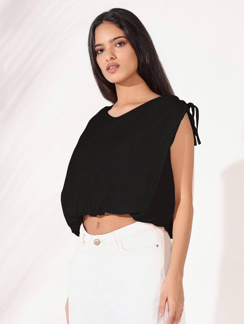 women solid sleeveless blouson top - 21843010 -  Standard Image - 1
