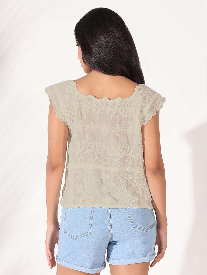 women self designed sleeveless regular top - 21843015 - Standard Image - 4