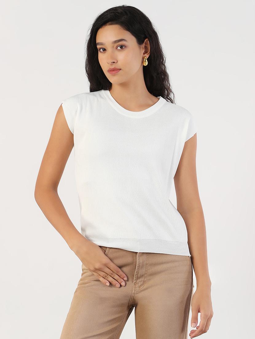 women solid round neck regular top - 21843028 -  Standard Image - 1