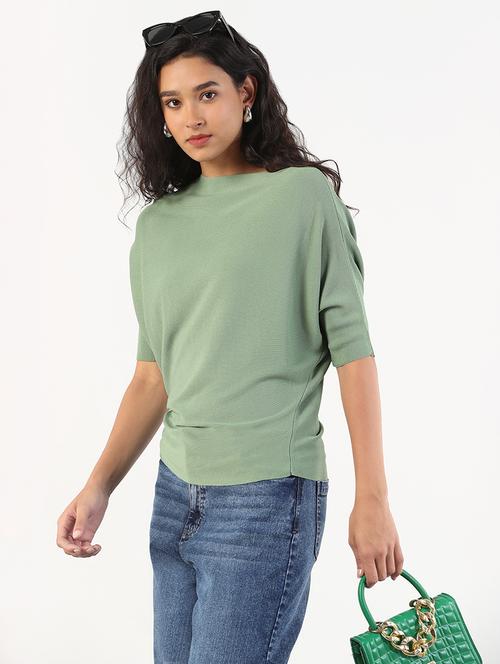 women solid batwing sleeves regular top - 21843030 -  Standard Image - 0