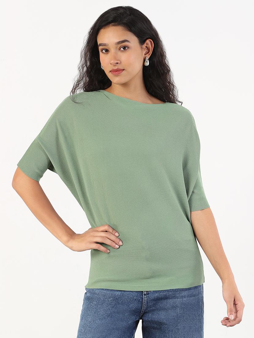 women solid batwing sleeves regular top - 21843030 -  Standard Image - 1