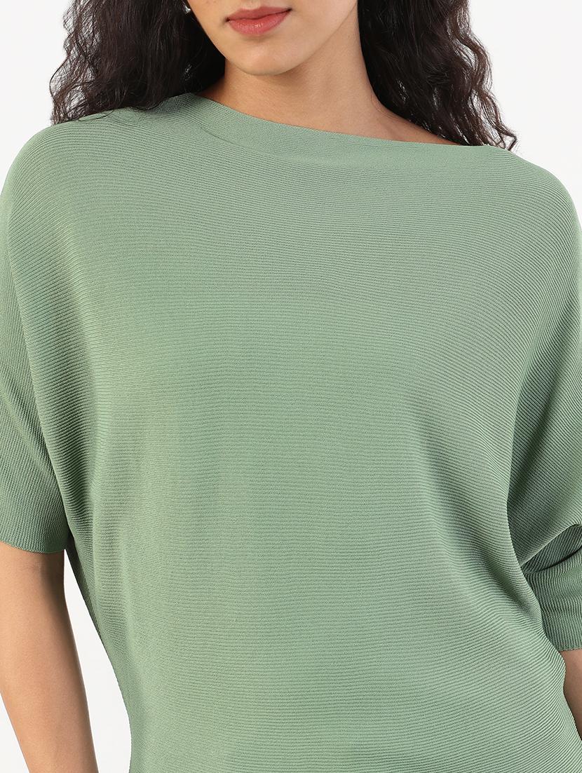 women solid batwing sleeves regular top - 21843030 - Standard Image - 4