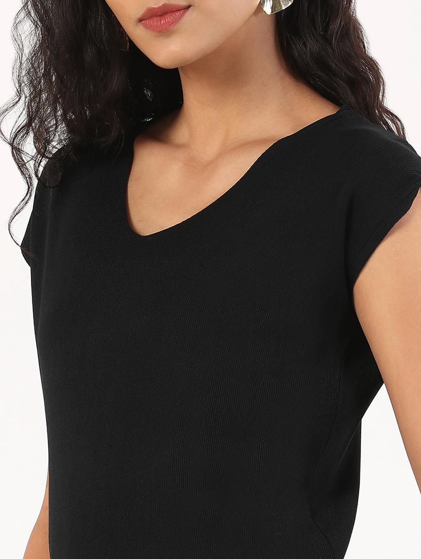women solid cap sleeves regular top - 21843037 - Standard Image - 4