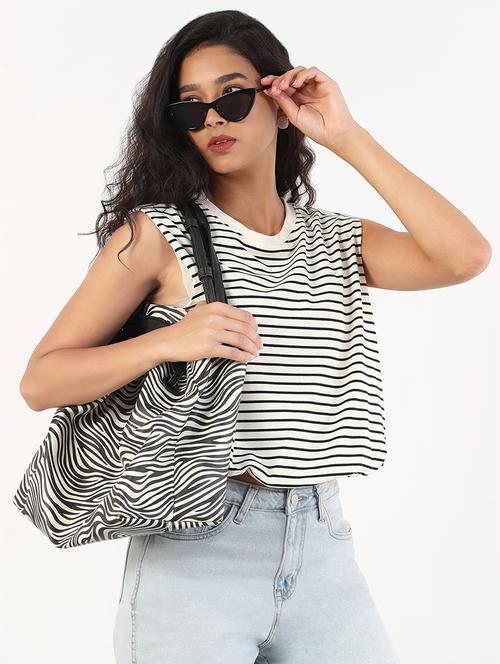 women striped sleeveless blouson top - 21843039 - Standard Image - 0
