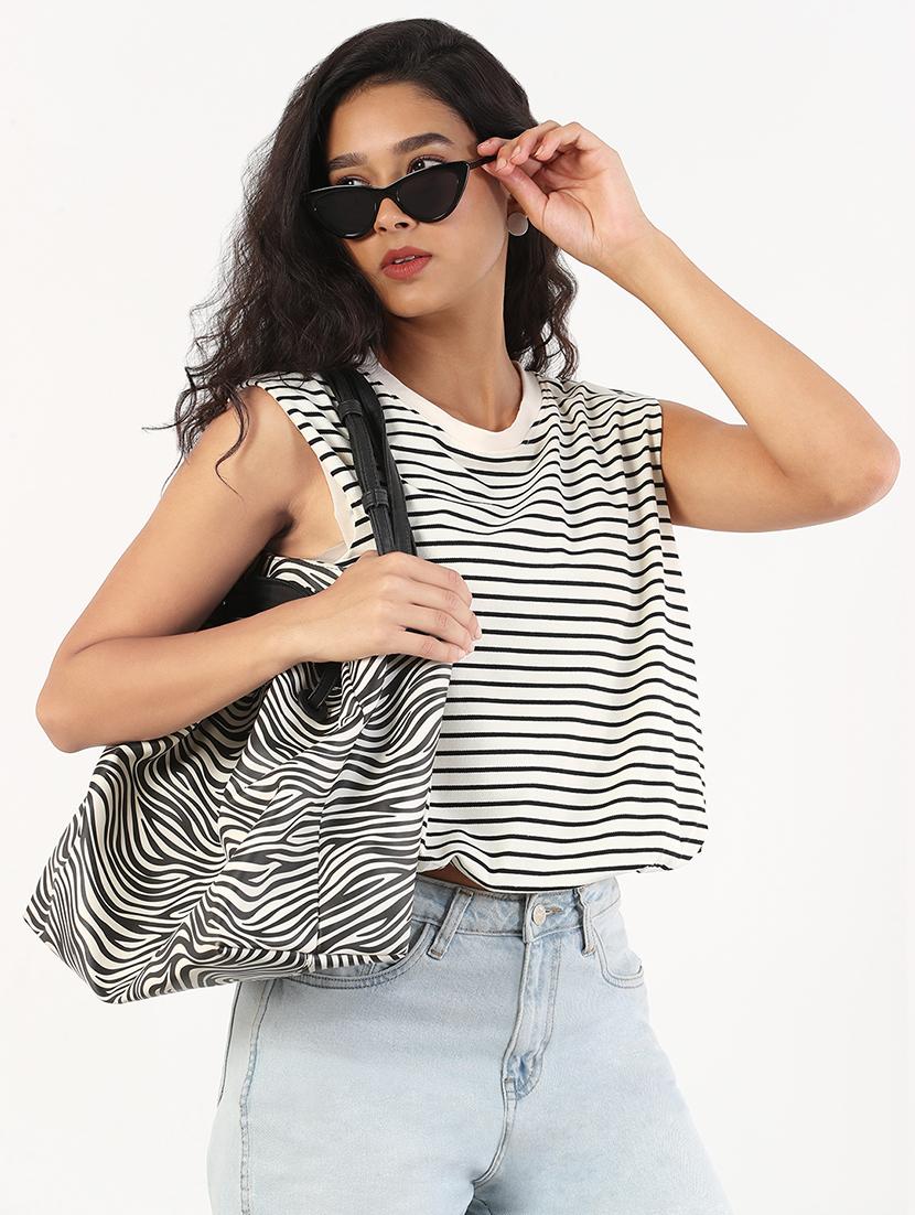 women striped sleeveless blouson top - 21843039 - Zoom Image - 0
