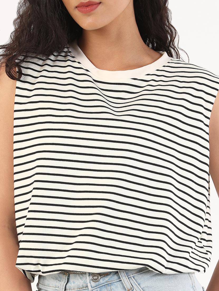 women striped sleeveless blouson top - 21843039 - Standard Image - 4