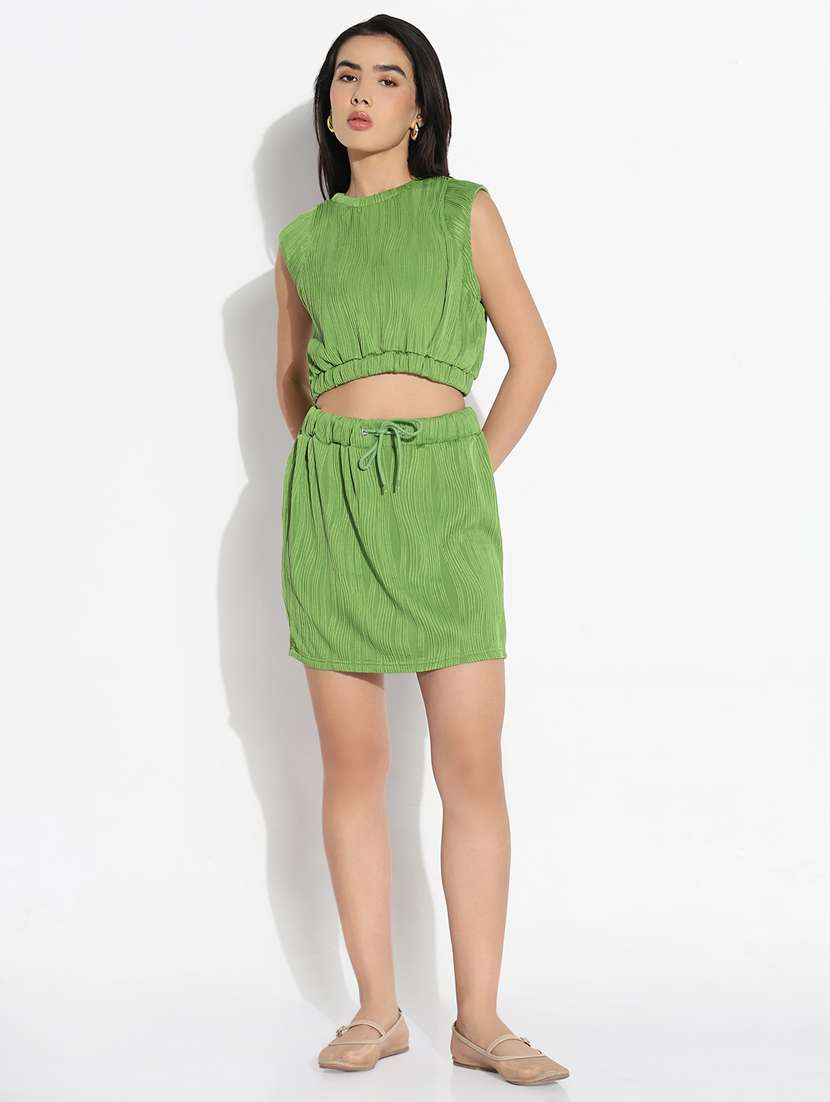 women solid sleeveless top and skirt co-ord set - 21843052 -  Standard Image - 1