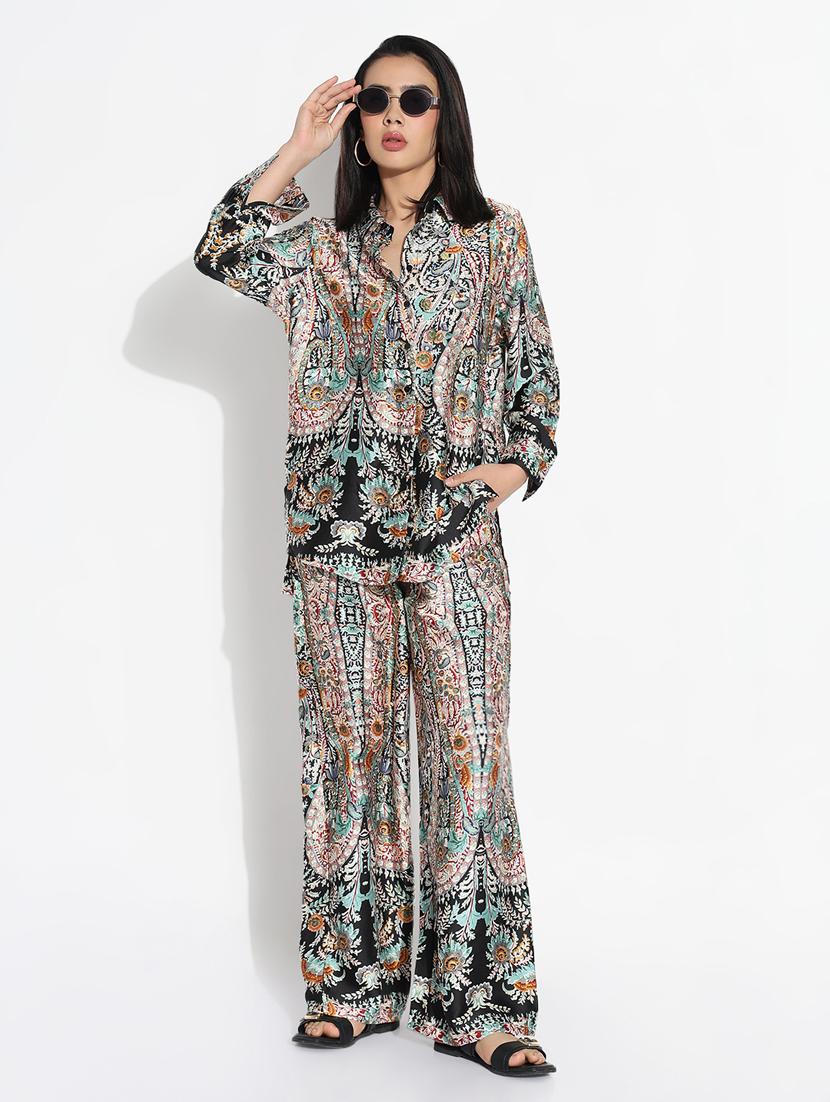 women printed shirt and trouser co-ord set - 21843057 - Standard Image - 4