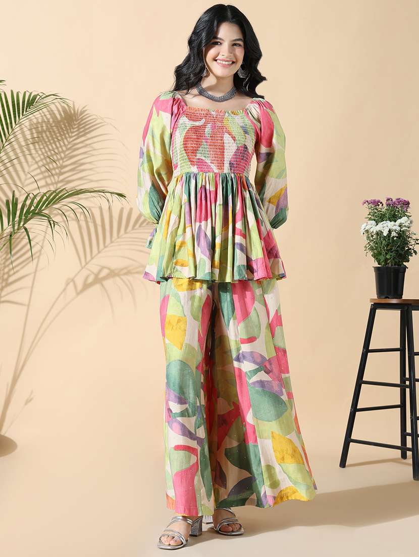 Women Printed Top And Trouser Co Ord Set