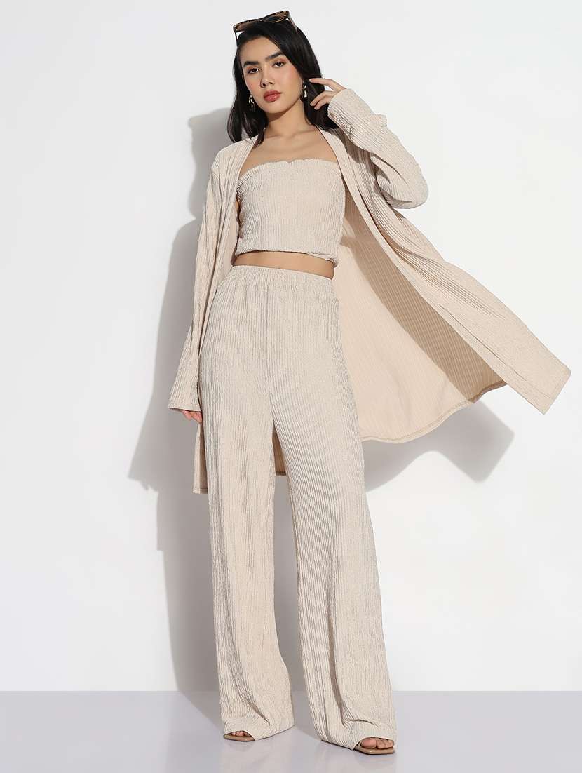 women solid top and trouser with shrug set  - 21843063 -  Standard Image - 4