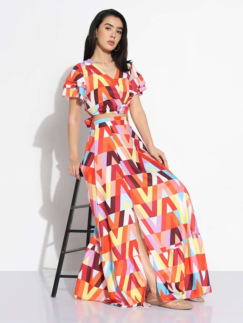 women printed top and skirt co-ord set - 21843073 -  Standard Image - 4