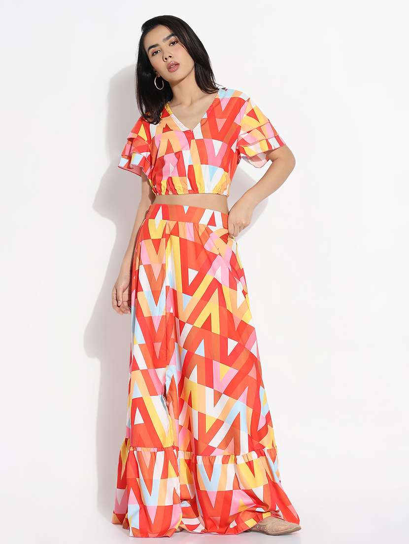women printed top and skirt co-ord set