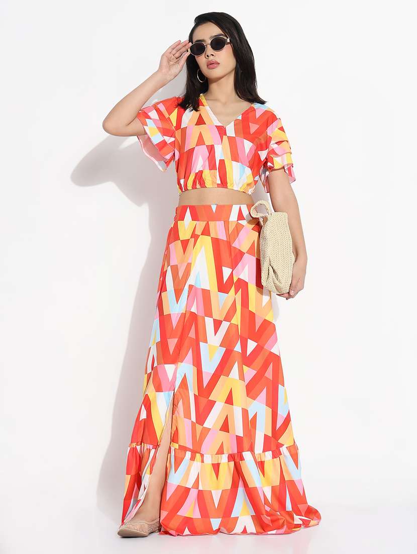 women printed top and skirt co-ord set - 21843074 -  Standard Image - 4
