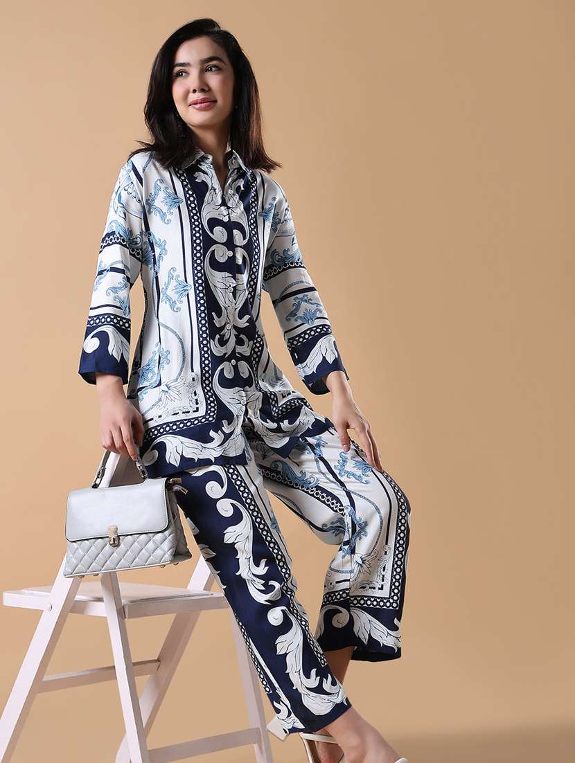 women printed shirt and trouser co-ord set - 21843076 -  Standard Image - 1