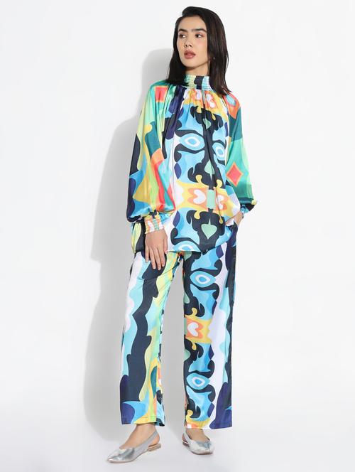 women printed top and trouser co-ord set - 21843077 - Standard Image - 0