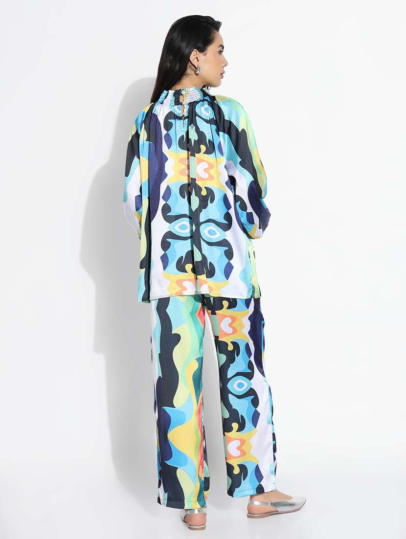 Women Printed Top And Trouser Co Ord Set